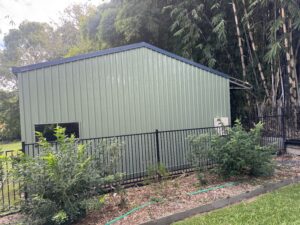 Clean shed exterior after soft washing