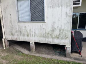 Dirty exterior walls before house washing in North Mackay