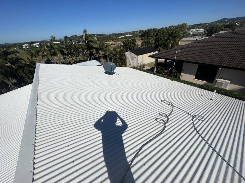 Freshly cleaned Colourbond roof after roof washing service in Rural View