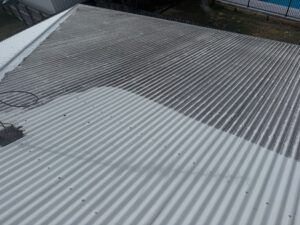 Tropical mould and dirt being removed from a residential roof