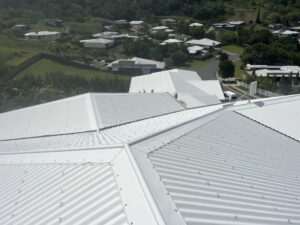  Wide aerial shot of the completed roof