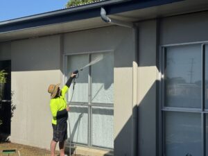 Soft washing exterior hospital walls