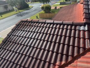 Dirty roof tiles after tile roof cleaning Mount Pleasant