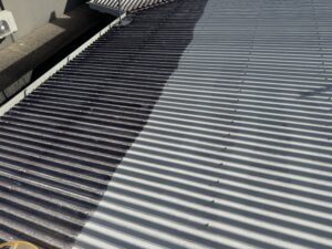 Before and after cleaning of the roof