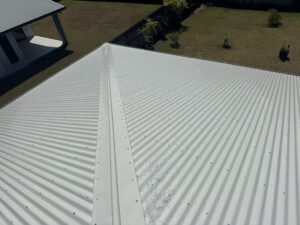 Cleaned corrugated metal roof after professional roof washing in Bakers Creek, Mackay