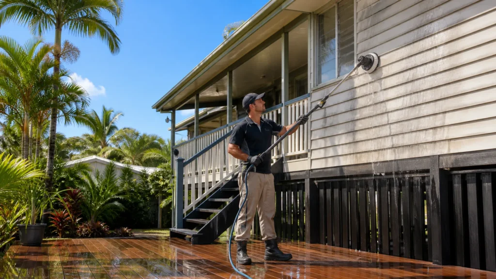 How Queenslander House Washing Protects Timber Before Rain